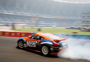 nissan 370z, ниссан, drift, дым, занос, Дрифт