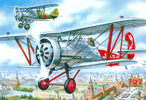 коммунисты, ссср, кремль, красная, парад, И-15, площадь