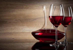 тень, Вино, красное, декантер, бокалы