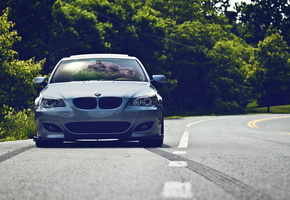 тюнинг, автомобиль, бмв, спереди, дорога, Bmw 5 series
