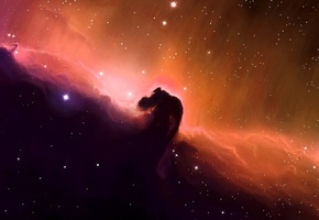 арт, туманность, Космос, звезды, конская голова