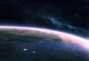 корабли, Космос, планета, звезды