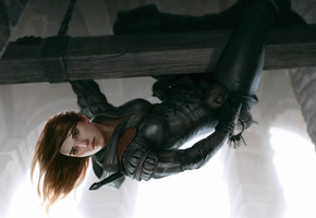 меч, балка, Девушка, потолок, ключи, вор, висит