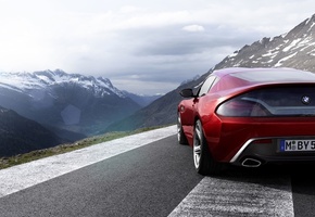 z4, zagato, загато, Bmw, вид сзади, coupe, горы, бмв, купе, красный