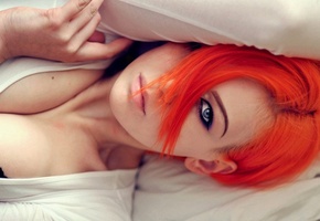 рыжая, Девушка, взгляд, красивые глаза