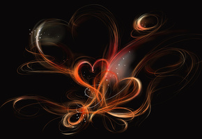 фон, форме, огоньки.свет.чёрный, Линии, сердечек