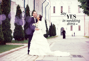 церковь, Свадьба, невеста, жених, пара, любовь