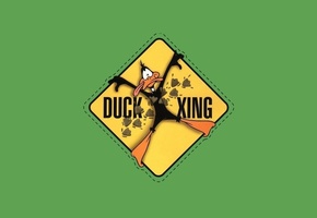 Daffy duck, green, looney tunes, минимализм
