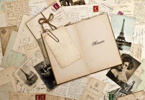 винтаж, Vintage, сепия, фотографии, марки, блокнот, ретро