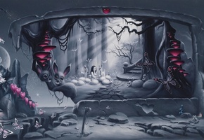 животные, Арт, креатив, камни, девочка, сюрреализм