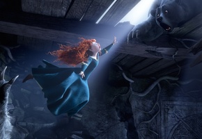 the movie, pixar, disney, bear, red hair, scotland, film, princess, merida, Brave