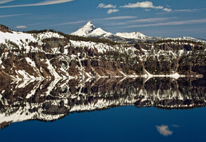 горы, небо, лес, отражение, Гора, вода