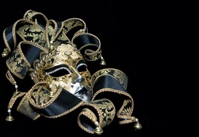 узоры, ткань, черный фон, Маска, ленты