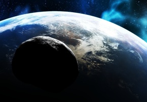 атмосфера, астероид, звезды, поверхность, Планета