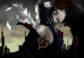 Арт, konan, дождь, слезы, девушка, naruto, warb1rd, nadana, парень