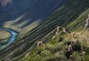 горный перевал кату-ярык, Горный алтай, серпантин