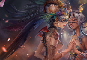 jiuge, украшения, Арт, маска, девушки, тату, кружево