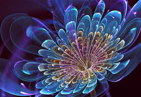 синий, арт, Art, цветок, лепестки