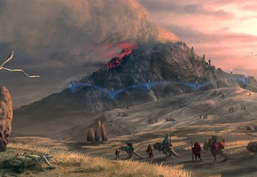 lelek1980, пустыня, morrowind, камни, караван, Арт, дым, гора