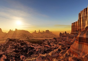 lightdrop, закат, скалы, пейзаж, слои, Арт, солнце