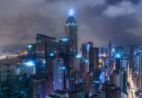 Город, ночь, огни, дома