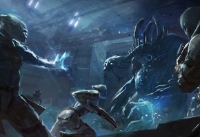 Mass effect 3, rpg, арт, гаррус, лиара