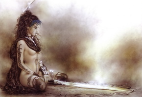 Luis royo, ритуал, девушка, луис ройо, обнаженное, тело