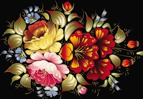 узор, цветы, Текстура, темный фон