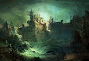 воронка, рисунок, строения, Prince of persia 2008, песок, арт