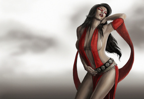 поза, empress of time, ленты, Prince of persia, kaileena, девушка, серый фон