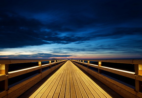 закат, Мост, пейзаж