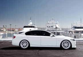 5 series, причал, яхты, белая, бмв, Bmw, f10, white