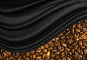 зерна, шелк, черный, Кофе