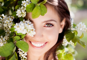 девушки, Черёмуха, белая, лицо