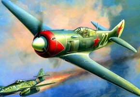 лавочкин, самолет, Рисунок, жирнов, ла-7, истребитель