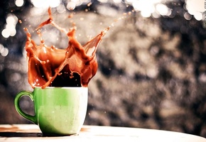 Чашка, брызги, кофе