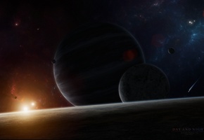 звезды, спутники, планеты, Star sistem, свечение