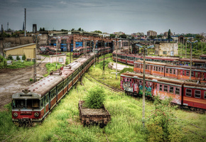 Постройки, поезд, вагоны, метро, железная дорога