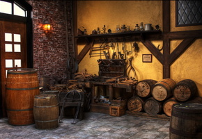 инструмент, бочки, Мастерская