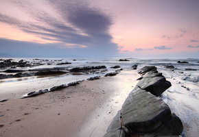 камни, пляж, Море, облака, небо