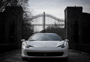 обои, ворота, white, italia, ferrari, авто, италия, 458, Феррари