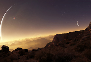 art, скалы, Terraspace, звезды, планеты