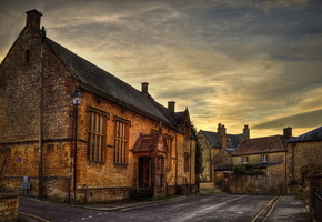 дорога, крыша, Улица, фонарь, дом, крыльцо