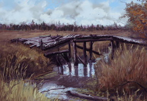 зона, Сталкер 2, чернобыль, припять, осень, мост, речка