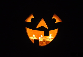 улыбка, свечи, тыква, Halloween