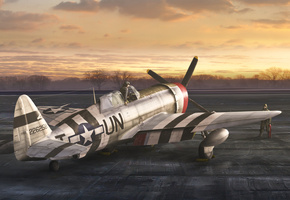 аэродром, закат, пилоты, Самолет