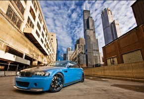 blue, голубая, e46, бмв, Bmw, чикаго, переулок, m3