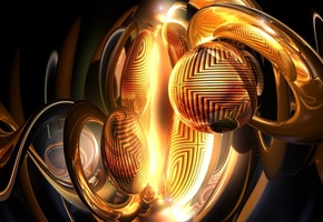 сфера, свет, шар, кольца, 3d, темный фон, фигуры