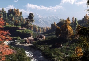 камни, горы, лес, деревья, дорожка, природа, Арт, klontak