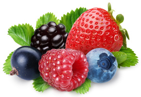 ежевика, чёрная смородина, малина, Клубника, черника